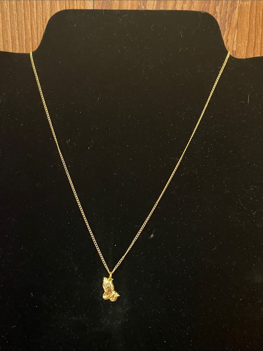 Gold tone Prayer Hands Necklace
